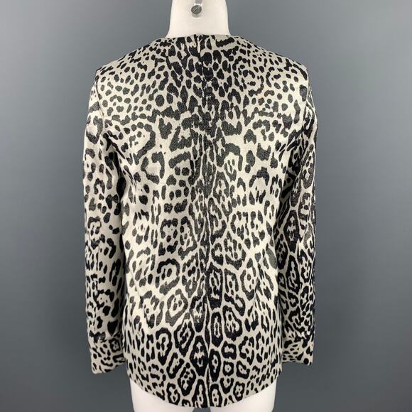 HAIDER ACKERMANN Silver & Black Leopard Print Silk Blend Blouse - Picture 4 of 5